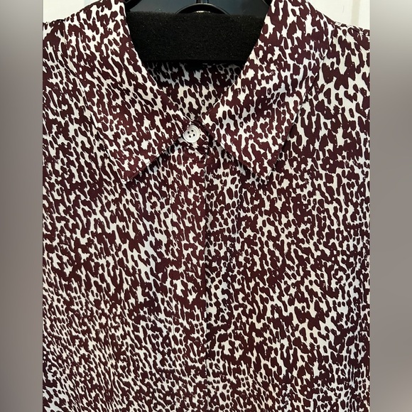 100% Silk Single Button Key Hole Collar Abstract Floral Print - Picture 2 of 5